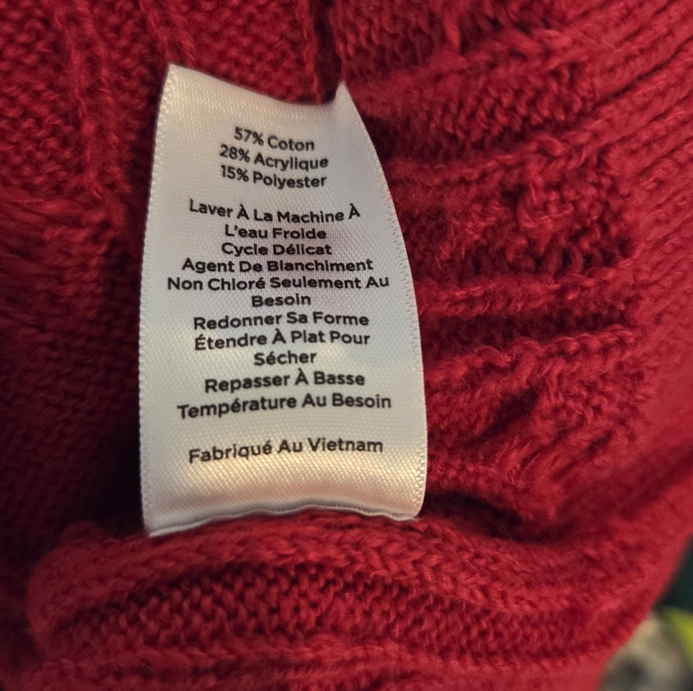 Women's Talbots Red Cable Knit Crewneck Sweater, Size S - Picture 4 of 15